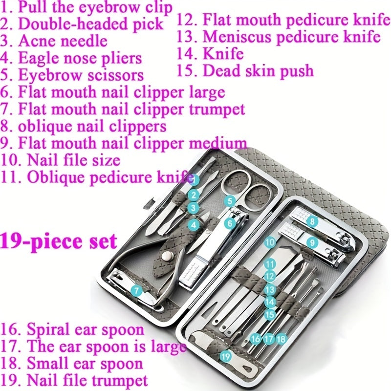 Professional Manicure And Pedicure Set, Nail Clipper Nail Cutter Nail Files Ear Spoon, Beauty Tools Grooming Set with Portable Case, for Nail Care, for Household And Travel ，for toenail& foot clean