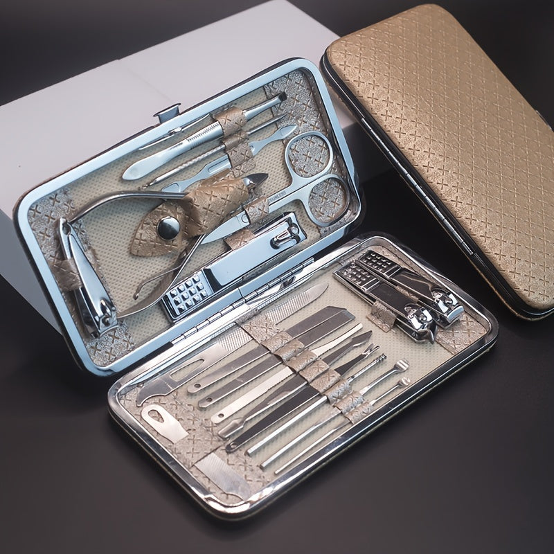 Professional Manicure And Pedicure Set, Nail Clipper Nail Cutter Nail Files Ear Spoon, Beauty Tools Grooming Set with Portable Case, for Nail Care, for Household And Travel ，for toenail& foot clean