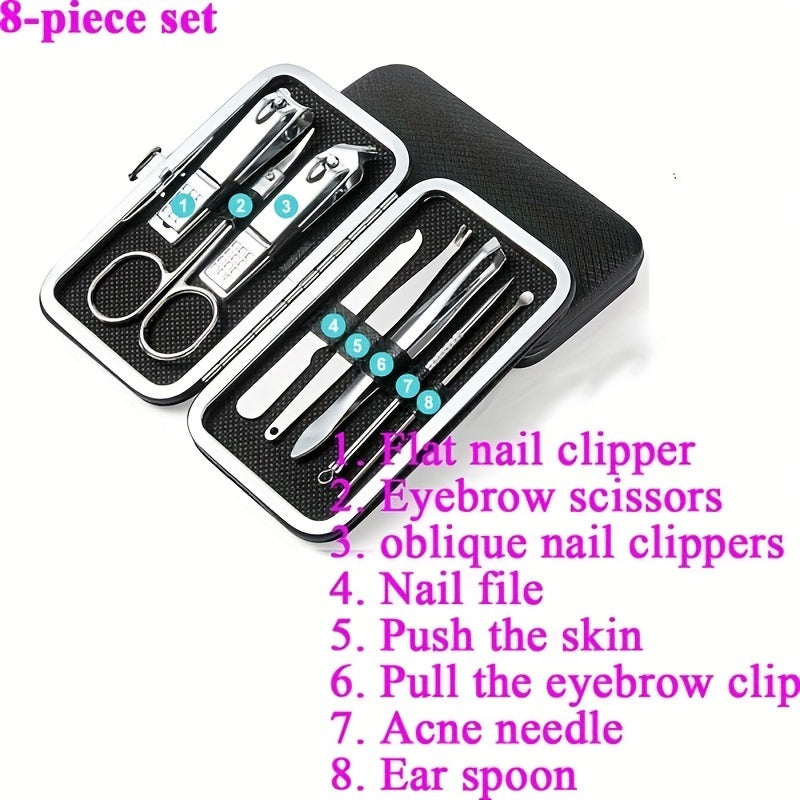 Professional Manicure And Pedicure Set, Nail Clipper Nail Cutter Nail Files Ear Spoon, Beauty Tools Grooming Set with Portable Case, for Nail Care, for Household And Travel ，for toenail& foot clean