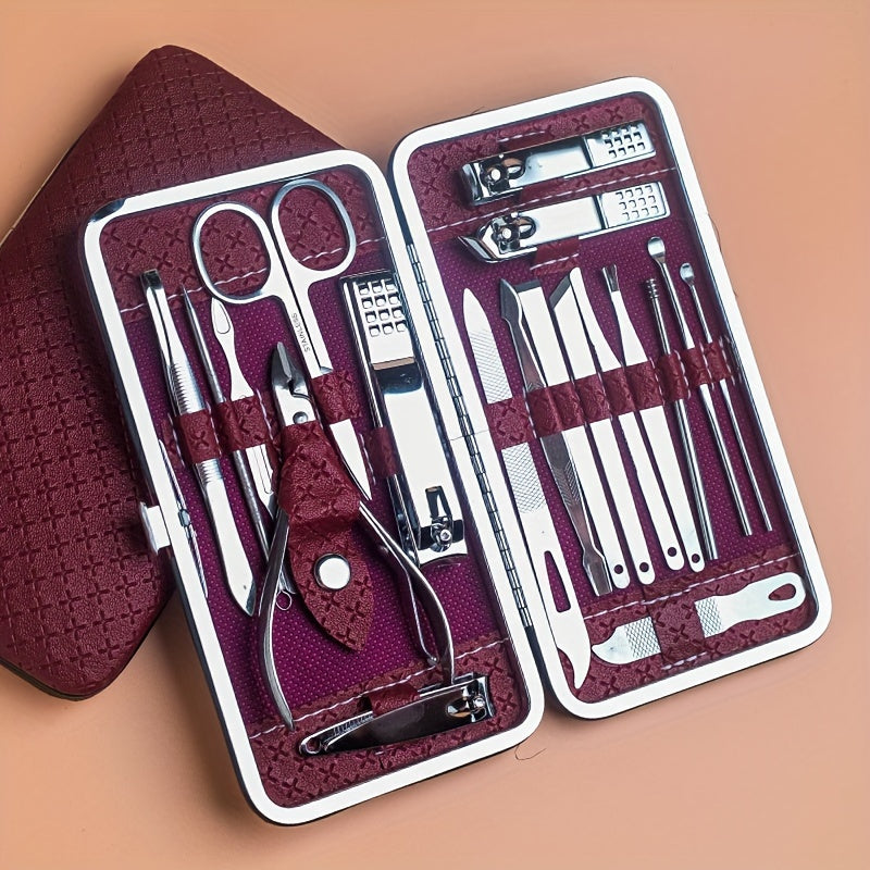 Professional Manicure And Pedicure Set, Nail Clipper Nail Cutter Nail Files Ear Spoon, Beauty Tools Grooming Set with Portable Case, for Nail Care, for Household And Travel ，for toenail& foot clean