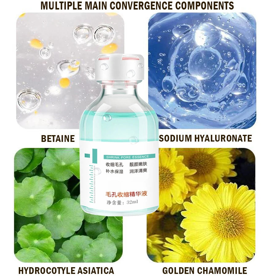Centella Asiatica Pore Shrink Face Serum Hyaluronic Acid Moisturizing Nourish Smooth Pores Repair Essence Firm Korean Cosmetics