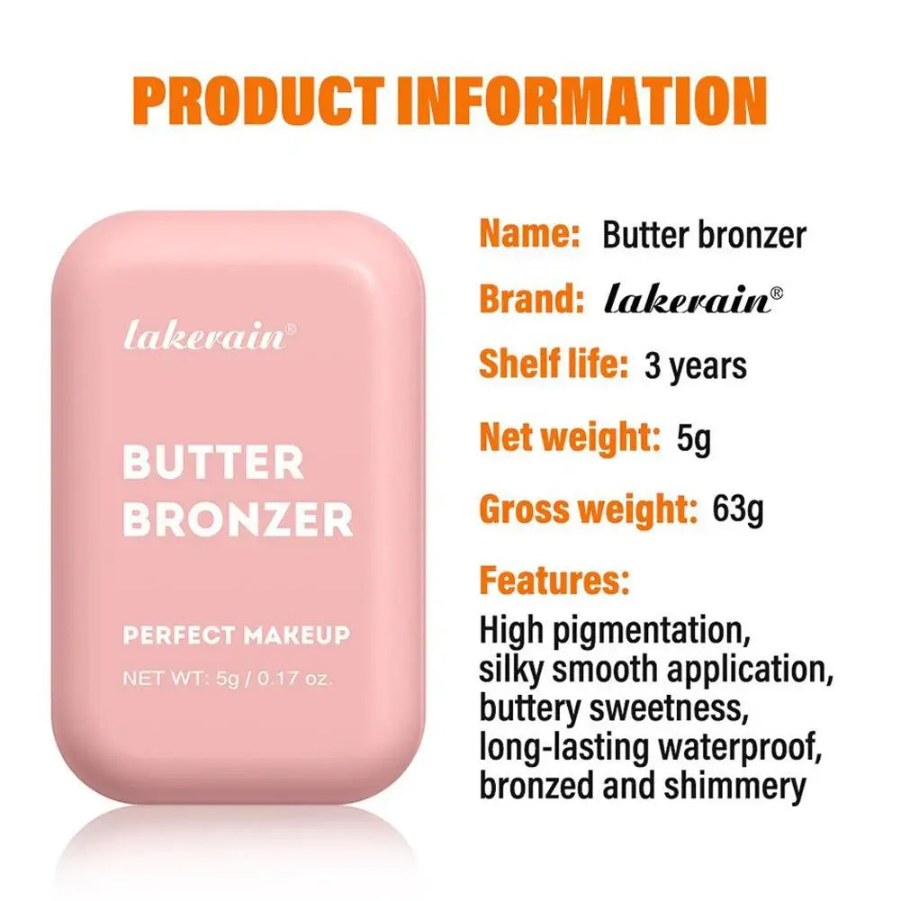 Butter Bronzing Cream Natural Contouring Makeup Highlighting Palette Silky Texture Long Lasting Face Natural Beauty Sculpting