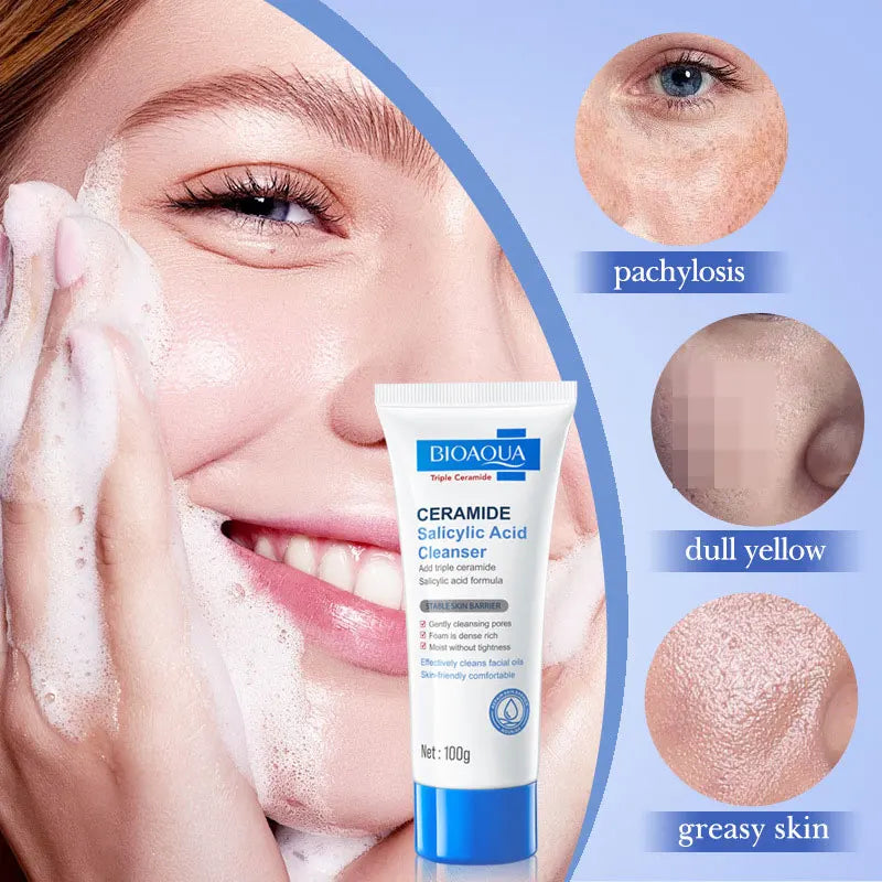Salicylic Acid Cleansing Facial Cleanser Oil Control Anti-Acne Skin Care Whitening Cleanser Gentle Mild Facial Cleanser