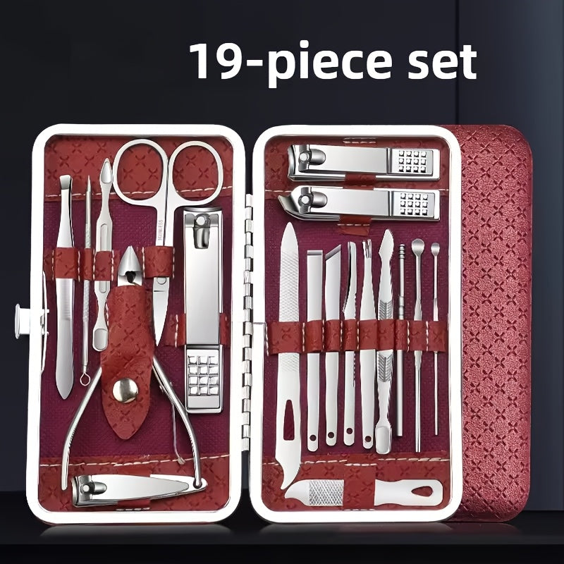 Professional Manicure And Pedicure Set, Nail Clipper Nail Cutter Nail Files Ear Spoon, Beauty Tools Grooming Set with Portable Case, for Nail Care, for Household And Travel ，for toenail& foot clean