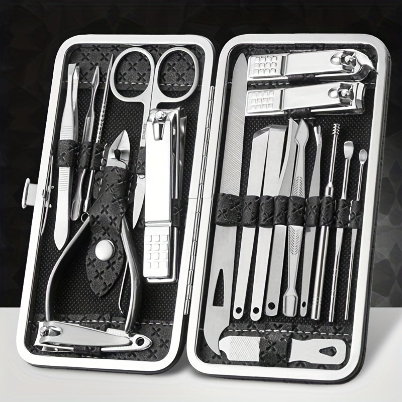 Professional Manicure And Pedicure Set, Nail Clipper Nail Cutter Nail Files Ear Spoon, Beauty Tools Grooming Set with Portable Case, for Nail Care, for Household And Travel ，for toenail& foot clean