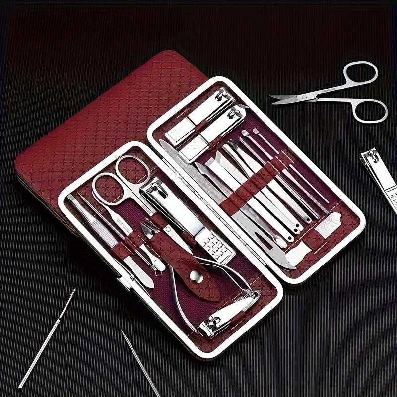 Professional Manicure And Pedicure Set, Nail Clipper Nail Cutter Nail Files Ear Spoon, Beauty Tools Grooming Set with Portable Case, for Nail Care, for Household And Travel ，for toenail& foot clean