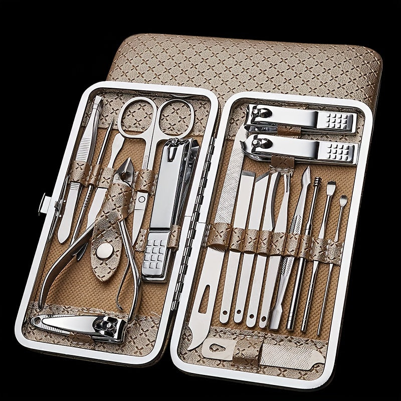 Professional Manicure And Pedicure Set, Nail Clipper Nail Cutter Nail Files Ear Spoon, Beauty Tools Grooming Set with Portable Case, for Nail Care, for Household And Travel ，for toenail& foot clean
